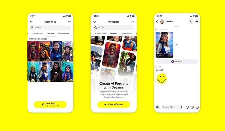 « Dreams », la nouvelle fonctionnalité d'IA générative de Snapchat 